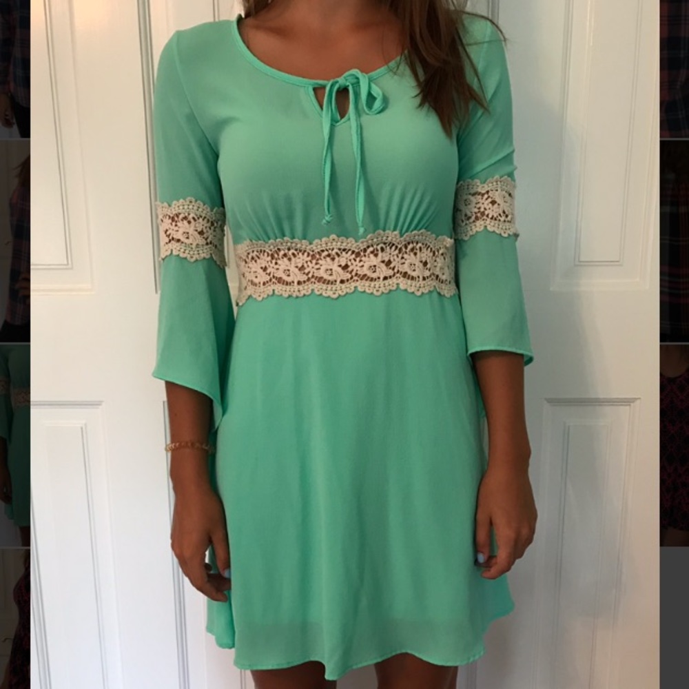 Turquoise colored dress